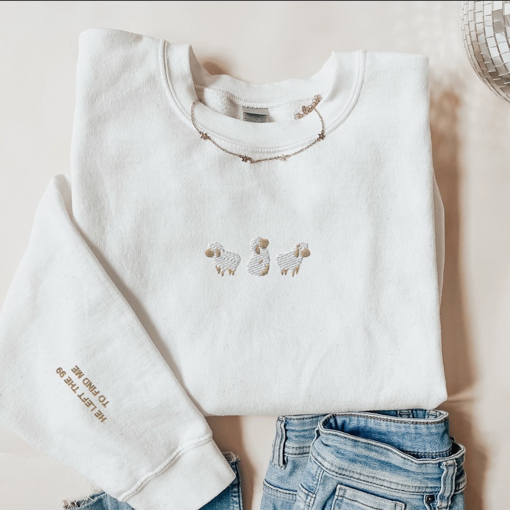 He Left The 99 Embroidered Christian Sweatshirt